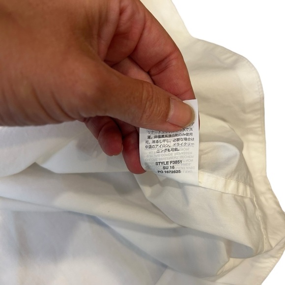 J. Crew white cotton poplin off the shoulder smocked white top size medium tall - Picture 6 of 9